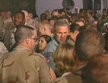 W. greets the troops in Iraq