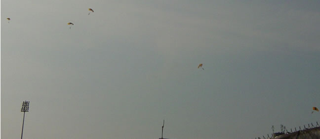 Airmen parachuting at Langley