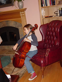 Sorena  plays the cello