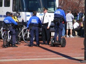 Police on bikes and a Segway